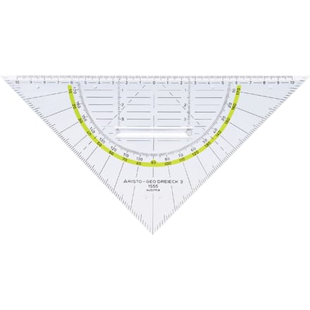 Geodriehoek Aristo 1555/2 225mm met greep transparant