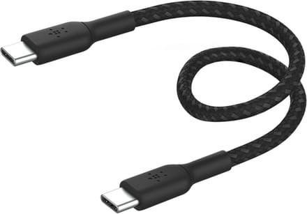 Belkin BOOST↑CHARGE Braided - USB-C naar USB-C Kabel - 0,15 Meter - 60W - Zwart