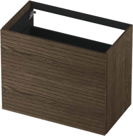 INK wastafelonderkast 2 laden greeploos push to open echt hout horizontaal gefreesd 80x45x65cm, massief eiken charcoal