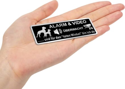 Waarschuwingsbord Hond - Camera Bewaking - Veiligheid Verhogen - Brushed Aluminium - 85x30mm - Zwart