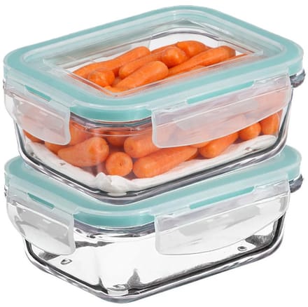 5Five Vershoudbakje met deksel - 2x - glas - luchtdicht - met clips - 17 x 11 x 6 - 540 ml