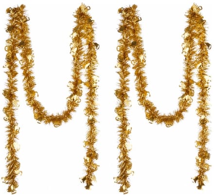 Krist+ lametta kerstslingers - 2x - goud - folie - 200 x 12 cm