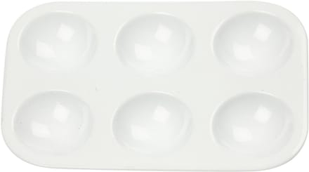 Palet, Rechthoekig palet met 6 vakken, afm 13x8,5 cm, wit, 1 stuk