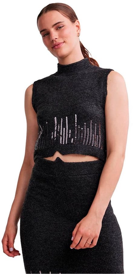 Pieces Mina Mouwloos T-shirt Grijs S Vrouw