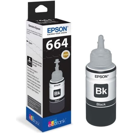 Epson Ecotank 664 zwarte inktfles - 70 ml originele inktcartridge voor printers - Office Electronics