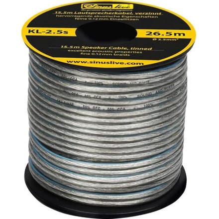 Sinuslive KL-2,5S Luidsprekerkabel 1 x 2.5 mm² Zilver 15.5 m