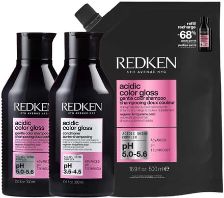 Redken - Acidic Color Gloss Shampoo 300 ml + Refill 500 ml + Conditioner 300 ml - Set