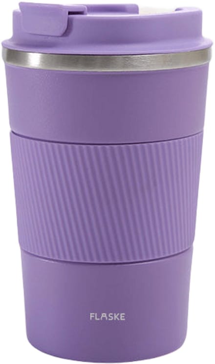 FLASKE Koffiebeker Coffee Cup Big 380ML - Lavender - RVS Koffiebeker to Go van 380ML