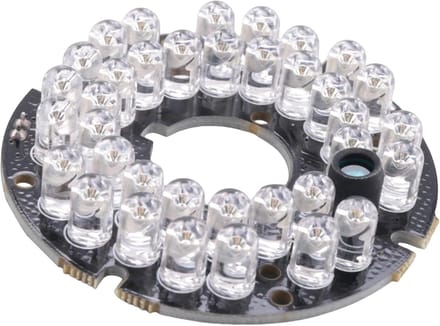 Infrarood IR Board - Verlichting Camera - Beveiligingscamera Aanvulling - 36 LED's - 5.3 cm diameter - Zwart