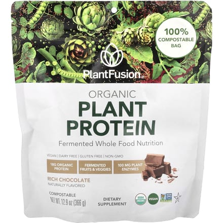 PlantFusion, Protéine Végétale Bio, Chocolat Riche, 12,9 oz (366 g)