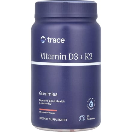 Gommes Vitamine D3 + K2, Saveur Fraise, 60 Gommes