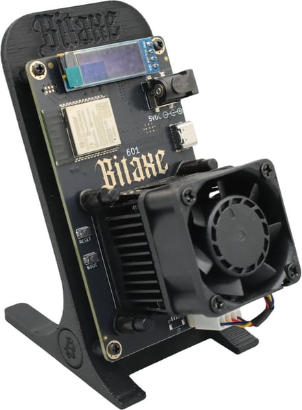 Bitaxe 601 Gamma - Inclusief Stand & EU Stekker - 1.2 TH/s - Bitcoin Mini Miner Kit - Versie 2026 - Zwart