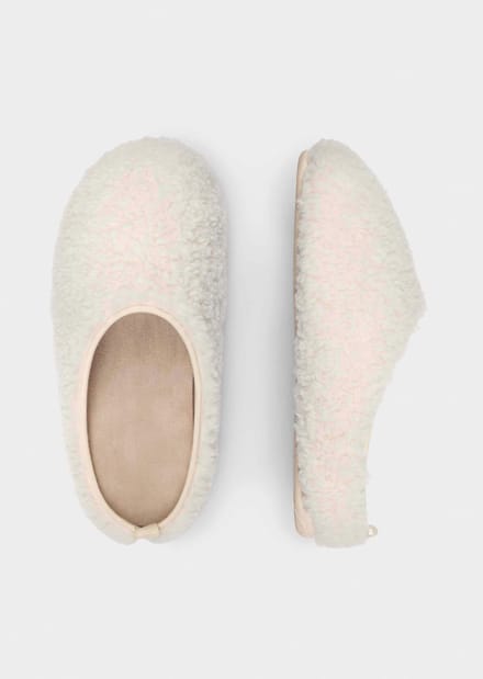 Pantoffels met teddyfleece en rubberen zool - gebroken wit - Gr. 38 van Goldner Fashion