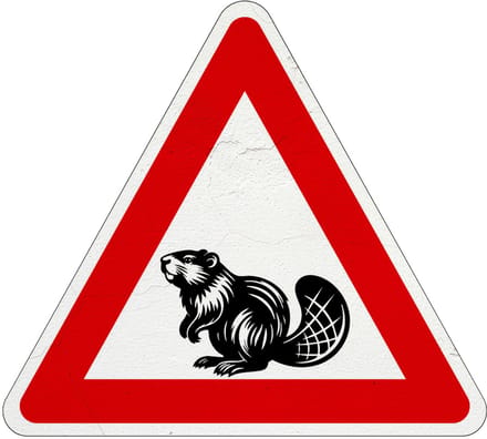 Pas op overstekende bevers bord | Sign Again materiaal | 30 cm