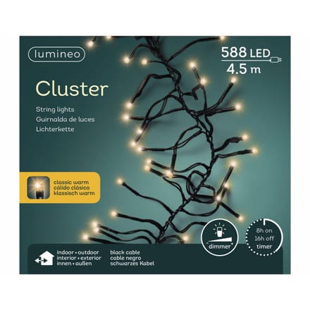 5,5m LED Cluster kerstboomverlichting - Goud - 588 lampjes - Dimbaar