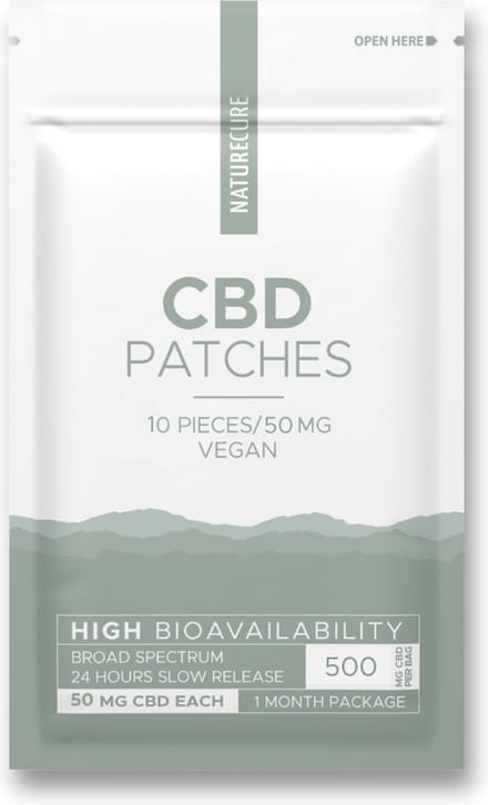 Nature Cure CBD-Pleisters -50 mg CBD- Broad Spectrum 10 stuks