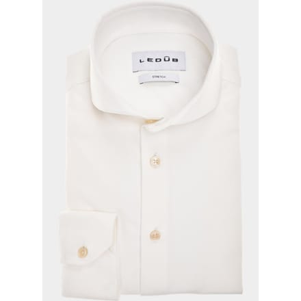 Ledûb Overhemd Wide-Spread Solid Color Stretch Antiekwit / male