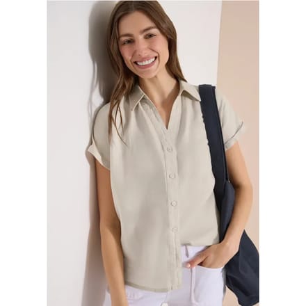 Blouse met hangende schouder in linnen