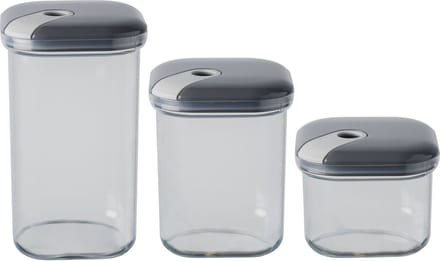 Omada - Pull Box Voorraadpot Set van 3 Stuks Assorti - Polypropyleen - Transparant