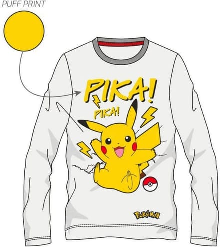 Pokemon t-shirt / longsleeve met Pikachu opdruk, wit, maat 152