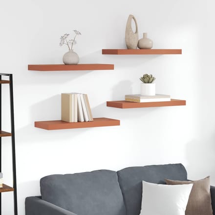 vidaXL - Wandplank - 4 - st - Rood - 60 - x - 23,5 - x - 3,8 - cm - Bewerkt - hout