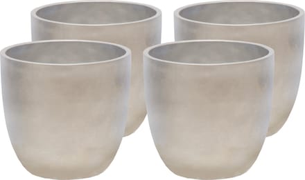 Mega Collections Plantenpot/bloempot - 4x - keramiek - zilver - D11 x H10 cm