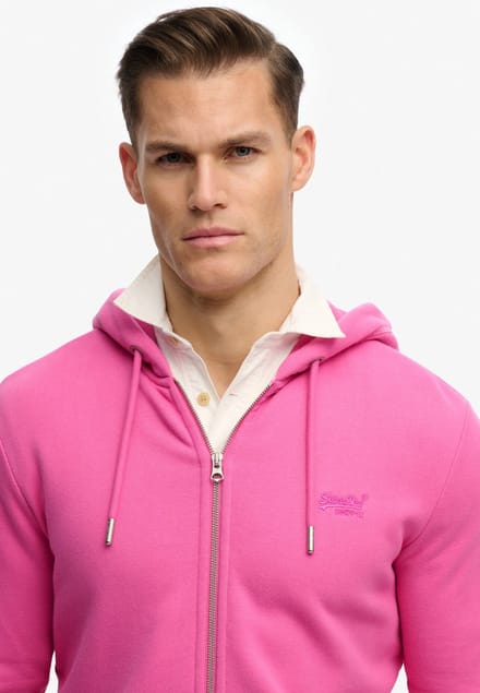 Superdry - Essential Logo Half Brushed Zip Hoodie - Heren - Hoodies