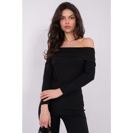 Velour Off Shoulder Top - Schwarz / Einheitsgröße
