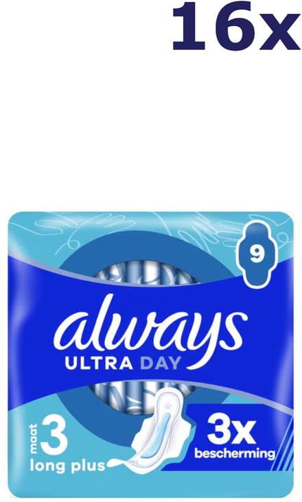 16x Always Ultra Day Long Plus Maandverband 9 stuks