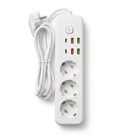Oneproduct stekkerblok - Slim stekkerblok met usb - schakelaar - usb poorten - wit