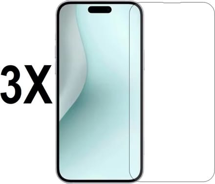 Screenz® - Screenprotector geschikt voor iPhone 16 Plus - Tempered glass Screen protector geschikt voor iPhone 16 Plus - Beschermglas - Glasplaatje - 3 stuks