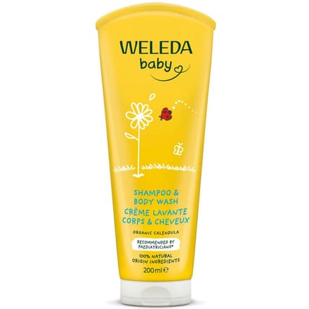 WELEDA Babyshampoo & Douchecrème - Calendula - Mild Reinigen & Uitdroging Voorkomen - 100% Natuurlijke Ingrediënten - 200ml