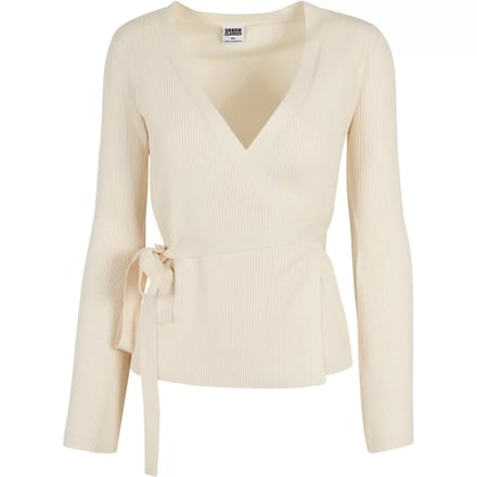 Urban Classics - Rib Knit Wrapped Lange cardigan - S - Ivoorkleurig