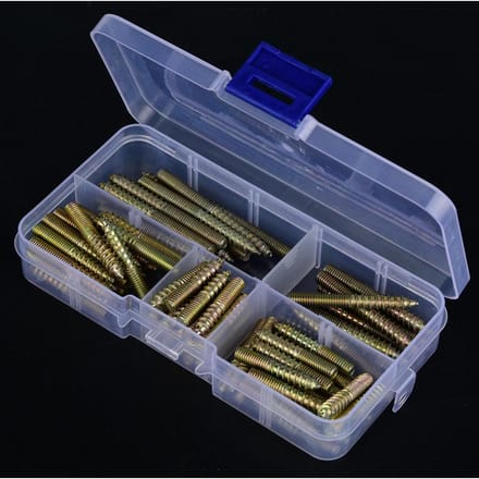 80 pcs M5 Vis tourillon Menuiserie Connecteur de meubles Vis double extrémité Boulon de suspension