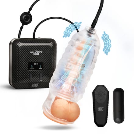 de milker stamina - automatische vibratie en zuig stroker - transparant