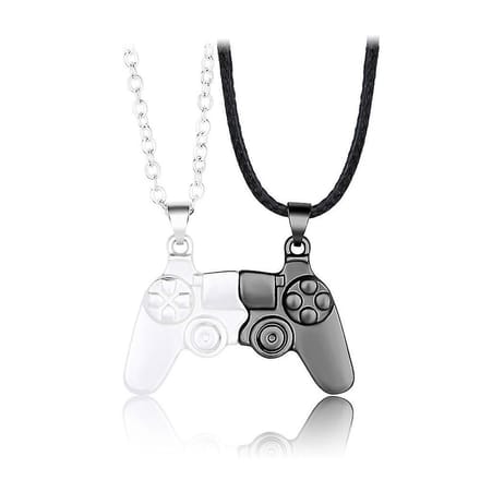 Bixorp Friends BFF Ketting voor 2 met Controller Zwart/Zilver - Vriendschaps Cadeau