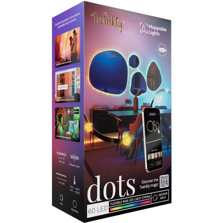 Twinkly Dots - 60 App-controlled RGB LEDs. 3 Meters. Black Wire. USB-powered.