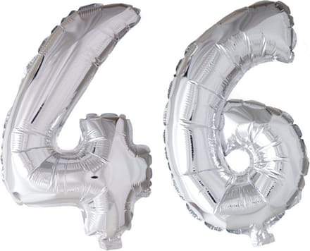 Folieballon 46 jaar Zilver 66cm