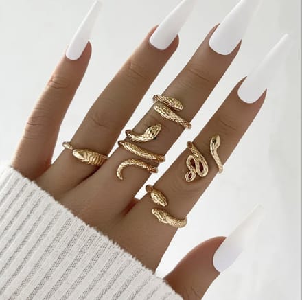 Hiden - Ringen Set - Ringen Dames - Goudkleurig - Sieraden - Ringen set - Slangen - Snakes