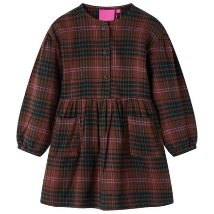 vidaXL - Kinderjurk - met - lange - mouwen - 104 - cognackleurig