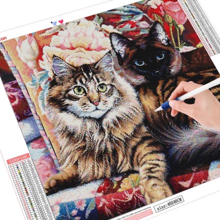 Arrivées Peinture diamant 5D complète en mosaïque de diamants ronds Motif chat 30x30 black