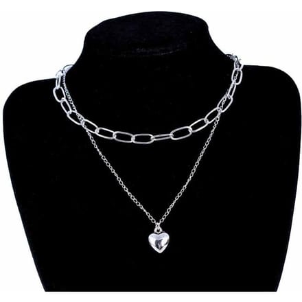 Hip-hop Temperament Liefde Meerdere Lagen Ketting Ketting Simpel Retro Koude Wind, Hanger, Mode zilver
