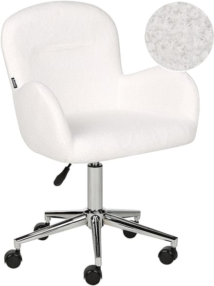 PRIDDY - Bureaustoel - Gebroken wit - Bouclé