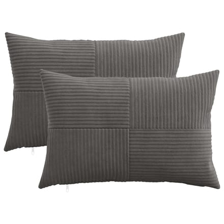 vidaXL - Kussensloop - 2 - pcs - ALMELO - Donkergrijs - 50 - x - 75 - cm - corduroy
