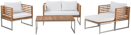 BERMUDA - Loungeset voor 4 - Gebroken wit - Acaciahout