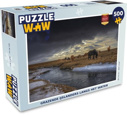 Puzzel Paarden - IJs - Gras - Legpuzzel - Puzzel 500 stukjes