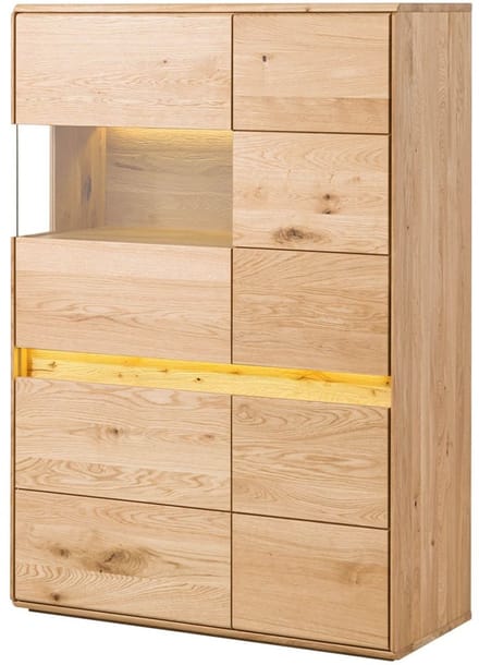 MASSIVMOEBEL24.DE wilde eik highboard blank massief hout 103x43,5x152 cm (BxTxH) geolied gemonteerd CARDIFF volledig massief #121