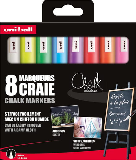 Uni-ball - Chalk PWE-5M - krijtmarker - medium punt - set 8 stuks