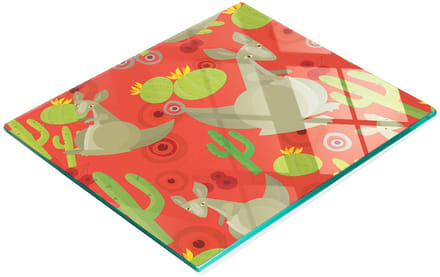 Multifunctionele decoratieve snijplank van gehard glas met kangoeroemotief, 60x52 cm