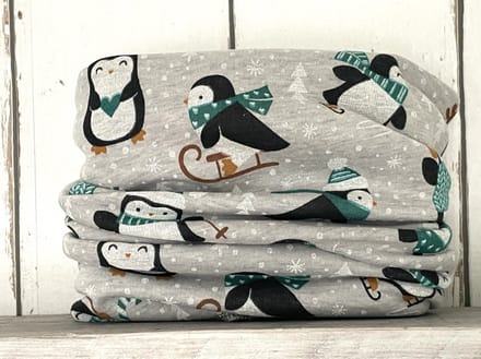 MixG | Colsjaal Winter | Grijs met pinguïns| Jongen en meisje
